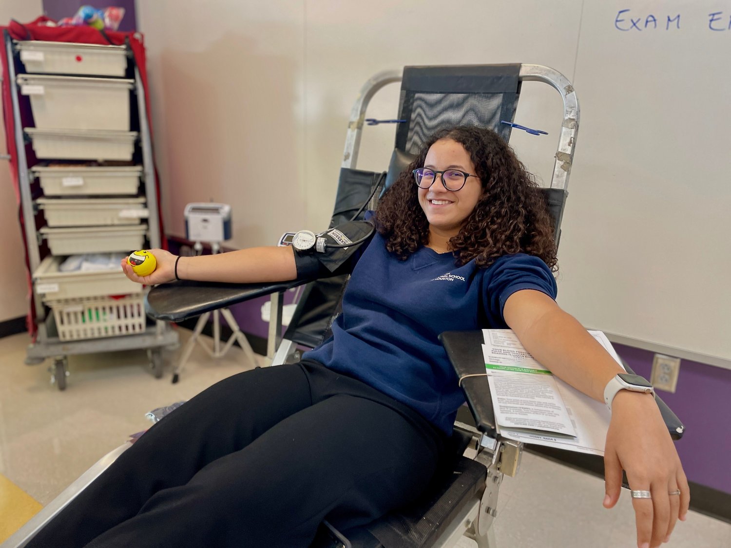 The British International School of Houston in Katy partnered with the Gulf Coast Regional Blood Center to stage a blood drive, held Oct. 25 at the school, 2203 N. Westgreen. This student was among the donors.